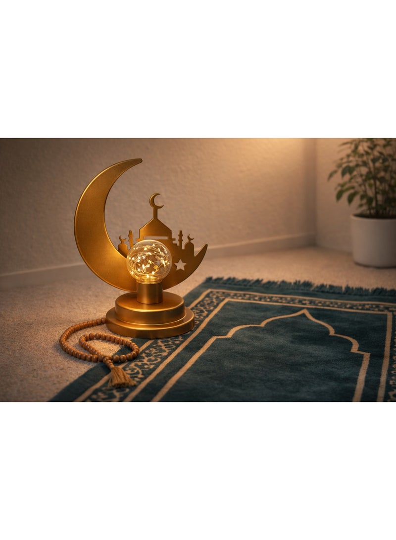 Home Care Golden Crescent Mosque Table Lamp LED Ramadan & Eid Decorative Night Light - Image 4
